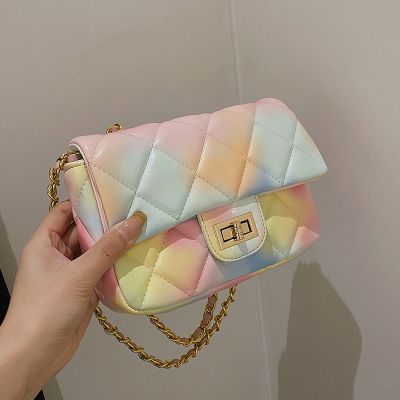 High quality female 2022 new tide of fashion color one shoulder chain bag inclined shoulder bag this year popular small bread