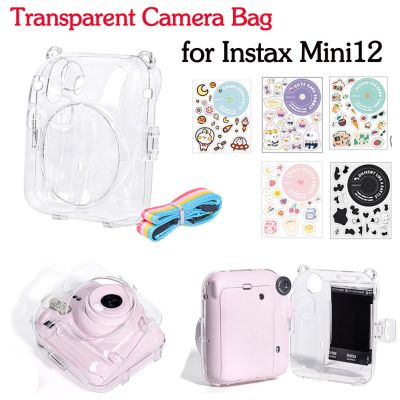 ฝาครอบกล้องถ่ายภาพโปร่งใสสำหรับ Fujifilm Instax Mini 12โครงเปลือกนอกเคสเก็บข้อมูลสำหรับกล้อง Instax Mini12พร้อม Tali Bahu