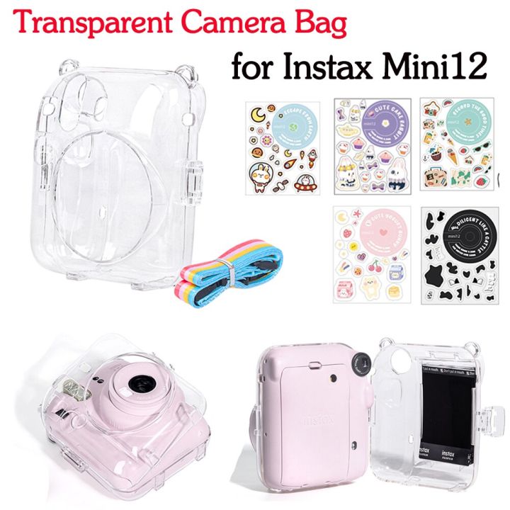 For Fujifilm Instax Mini 12 Transparent Camera Case Protective Carry Bag  Cover with Shoulder Strap Storage Bag