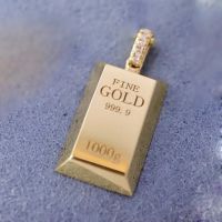 18K Gold Bar Pendant Au750 Diamond Small Gold Bar Jewelry Necklace New Holiday Gift