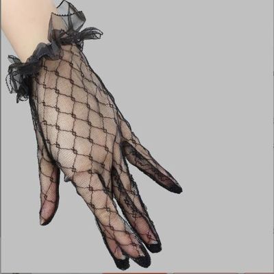 ✿ Elegant Hot Sale Paragraph Rhinestone Bridal Wedding Gloves Short Tulle bridal Gloves