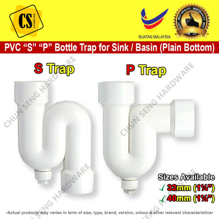 PVC Bottle Trap P Trap and S Trap for Kitchen Sink and Toilet Basin