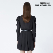 THE KOOPLES - Đầm mini cổ tròn tay dài Short Black Dress With Frill Detail FROB21077K-BLA01