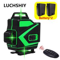 LUCHSHIY ระดับเลเซอร์สีเขียวทรงตัว4D 12 16เส้นเลเซอร์วัดระดับ,3D ปรับระดับด้วยตัวเองขนาด360และแนวตั้งพร้อมแบตเตอรี่2ก้อน