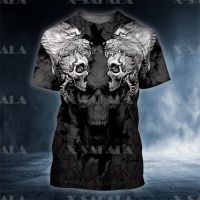 T SHIRT -  （ALL IN STOCK）  Golden Shirt Skull Fashion Vampire Dark Viking Compass Camo 3D Printed Milk Fiber T-shirt Summer Round Neck Mens and s  Top 2   (FREE NICK NAME LOGO)