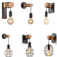 Industrial Minimalist Wood LED Wall Lamps Vintage Indoor Outdoor Wall Lights Bedroom Bedside Stair Aisle Corridor Porch Sconces