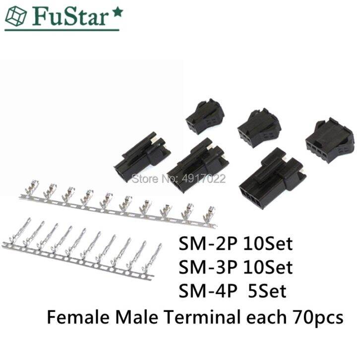 95Pcs 25set JST SM Connector Plug Pitch 2.54MM Female And Male Housing ...