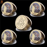 5Pcs World Celebrity Obama Commemorative Metal Coin Collectible 999.9 Gold Plated US Presidents Coin Gift