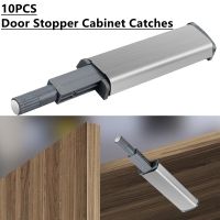 ✠✁♠ 10PCS Cabinet Catches Stainless Steel Push to Open Hidden Cabinet Handle Soft Closer Furniture Door Hardware Touch Damper Buffer