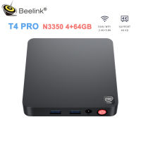 Beelink T4 Pro Windows 10 N3350 Intel 4GB LPDDR3 64GB BT4.0 WiFi คอมพิวเตอร์เดสก์ท็อปพัดลมขนาดใหญ่4K HD รองรับหน้าจอคู่ RJ45 1000M