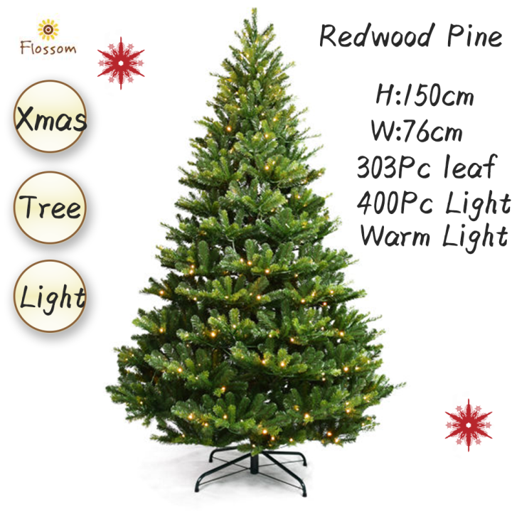 2/3/4/5Ft High Redwood Pine Large Christmas Tree 150cm With 400Pcs Warm ...