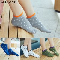 Combed Cotton Woman Girl Ankle Socks With ToesColorful Dot Cute Soft Elastic Novelty Harajuku Five Finger No Show Socks Brand