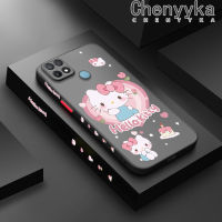 เคส Chenyyka สำหรับ OPPO A15 A35 A15s 4G เคสการ์ตูนน่ารักลาย Hello Kitty บางเคสแข็งกันแรงกระแทกนิ่มขอบปลอกซิลิโคนคลุมทั้งหมดเคสป้องกันเลนส์กล้อง