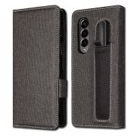 ┋◎ Cloth Material With S Pen Slot Card Slot Case For Samsung Galaxy Z Fold 3 Case for F9260 Case Multi-Functional Phone Case