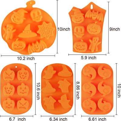 5ชิ้นชุดแม่พิมพ์ซิลิโคนอบขนมฟักทองฮาโลวีนสยองช็อคโกแลตเยลลี่ฟัดจ์เค้กแม่พิมพ์อบขนมของขวัญปาร์ตี้แม่พิมพ์สบู่ H