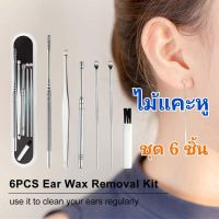 เหล็กแคะหู ชุดไม้แคะหู อุปกรณ์แคะหู สแตนเลสแท้ Ear cleaner (ชุด6 ชิ้น)