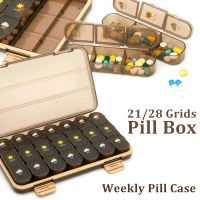 【YF】 Portable 21/28 Grids Weekly Pill Box Medicine Dispenser Tablet Organizer Storage Boxes 7 Days Compartment Pills Case Container