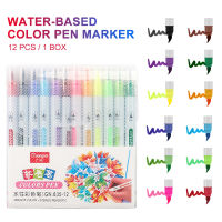 12PCS สี Fine Liner Tip เขียนแปรงปากกาวาดภาพวาดสีน้ำ Art Marker ปากกา Highlight ปากกาอุปกรณ์โรงเรียน Soft Pen