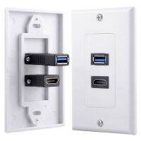 1x 2พอร์ต Usb Usb 3.0หญิง Wall Face Plate Outlet Socket Extender สีขาว-ซ็อกเก็ตไฟฟ้า- ELEGANT