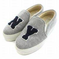 Joshua Sanders NY Logo Slip-On Platform Boa 22.5-23 Grey Navy Direct from Japan Secondhand