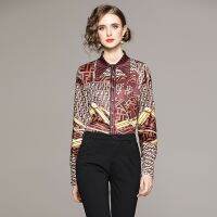 Real Shot Spot-European and American Fashion All-Match Waist Slimming Positioning Printed Shirt