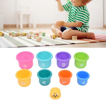 Baby Stacking Cup for Toddler 1-3, 8PCS Counting Nesting Measuring Cups  Set, Stackable Bath Toy for 6-12 Months Kids, Educational Montessori Gift  for