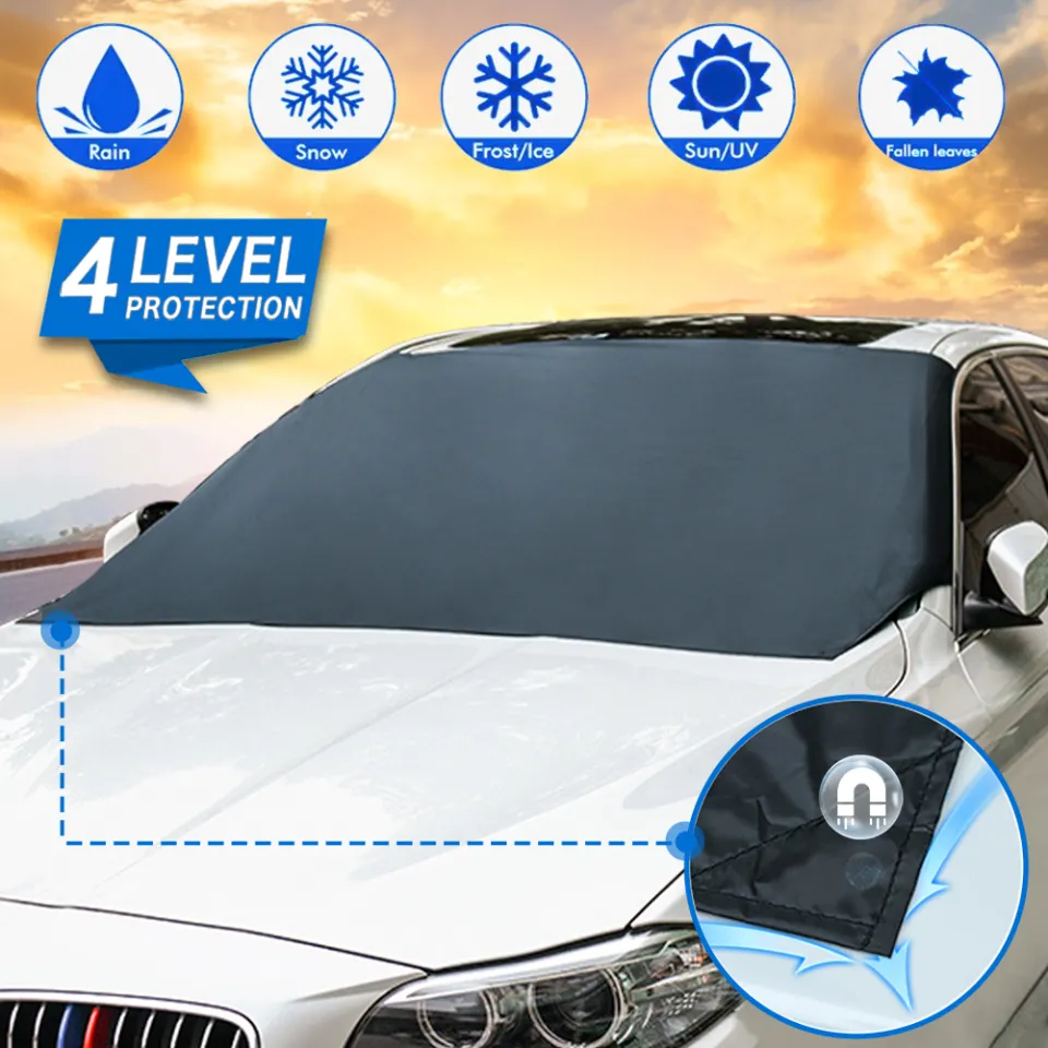 JS [ready stock] Black Universal Magnetic Edges Car Snow Cover, Frost Car  Windshield Snow Cover, Frost Guard Protector, Car Sun Shade Cover, Waterproof  Windshield Protector Car/Truck/SUV