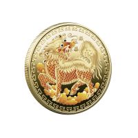 【CC】❀  Chinese Collectible Coin Kirin Gold for Luck Wealth Metal Commemorative Collection Souvenirs