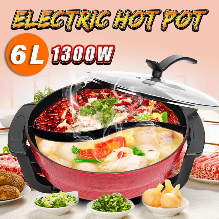 Mandarin Duck Pot, Double Hot Pot, Chinese Fondue, 6l Large Capacity  Household Non-stick Multifunctional Electric Hot Pot, Red.need To Match The  Adapt