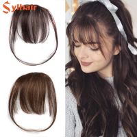 Sylhair Short Front Neat Bangs Fake Fringe Clip In Hair Extensions With High Temperature Synthetic Fiber Black Brown Blonde Bang