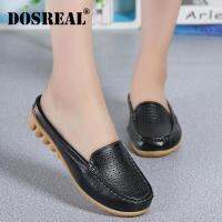 DOSREAL ผู้หญิงของแท้หนังลื่นบนรองเท้าแบนสบายๆผู้หญิง Loafers นุ่มพยาบาลบัลเล่ต์รองเท้ารองเท้าผู้หญิงขนาดใหญ่