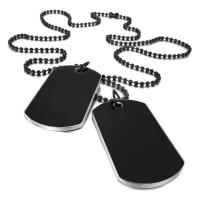 6 PCS Alloy Pendant Necklace Pendant Black Army Style Name Double Dog Tag Plate Biker Chain Necklace 27 Inch Man