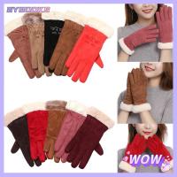 SYBOOKS Fashion Autumn Winter Touch Screen Thick Plush Full Finger Mittens Women Gloves Furry Warm Mitts