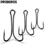 PROBEROS 500ชิ้น/ล็อตเหยื่อปลอมตะขอคู่8-6-4-2-1-1/0-2/0-3/0-4/0 # เบ็ดตกปลาบินพิมพ์คู่ตะขอจิ๊กแท็กเบ็ดตกปลา