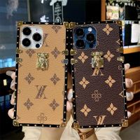 [Chaoke digital branch] ทรงสี่เหลี่ยมแบรนด์สุดหรูเคสโทรศัพท์หนัง PU สำหรับ iPhone 13 12 11 14Pro MAX XS XR 6S 7 8 Plus SE ปลอกซิลิโคนนิ่มลายดอกไม้แฟชั่น