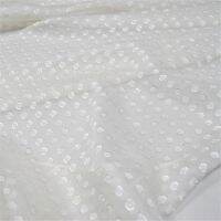 Classic White Color Small Dot Silk Cotton Jacquard Fabric Soft for Lady Garment Promotion Price