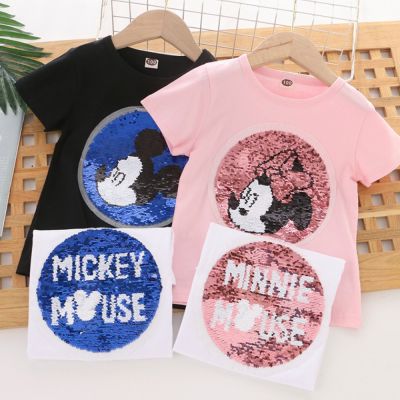 Redcloud เด็กๆผู้หญิงสบายผ้าฝ้ายคอกลมพิมพ์ Mickey เสื้อยืด