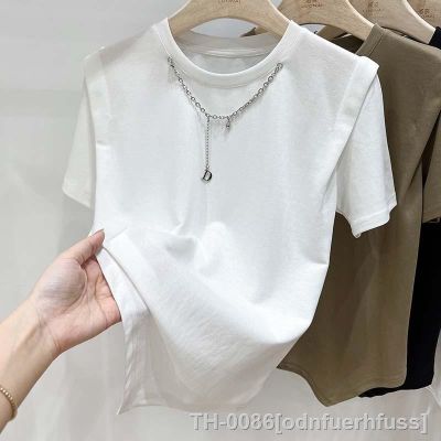 ❏❈ Camiseta feminina branca de manga curta jaqueta fina patchwork design bainha irregular solta sentimento verão novo 2023