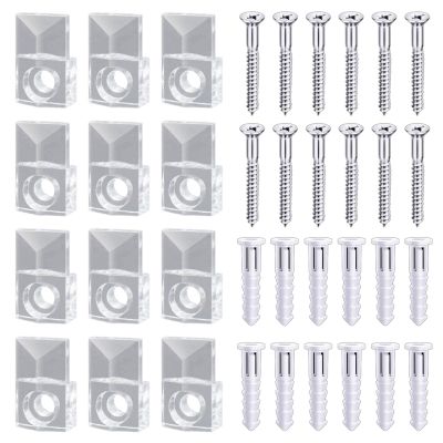 22 Sets of Mirror Holder Clips Kit Crystal Clear Plastic Mirror Clip Mirror Holder Clips Glass Retainer Clips Kit