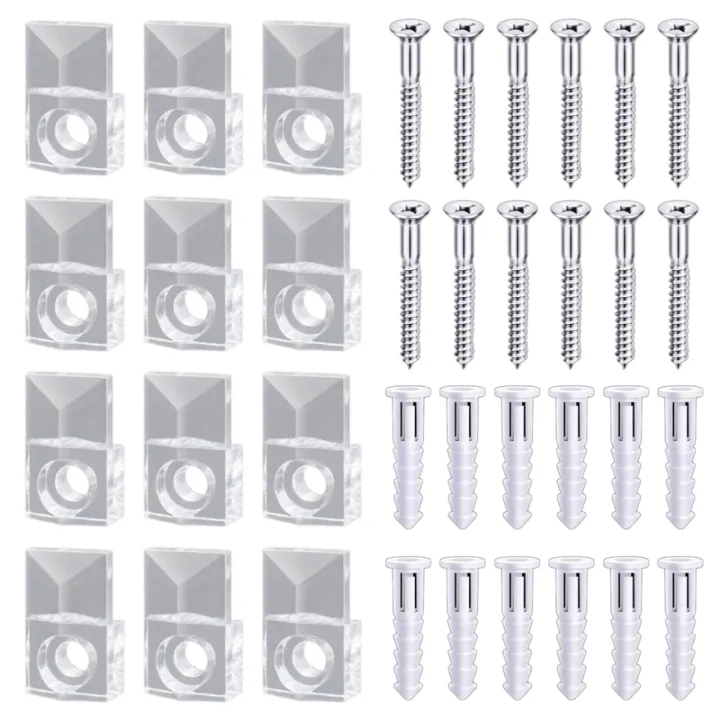 22 Sets of Mirror Holder Clips Kit Crystal Clear Plastic Mirror Clip