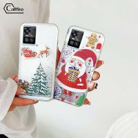 Callfire เคสใส่โทรศัพท์ สำหรับ Vivo S10 S12 Pro 5G V23 Pro 5G V25 5G V25E 4G ซานตาคลอสน่ารักลายคริสมาสต์รูปแบบต้นคริสต์มาสเปลือกทราย