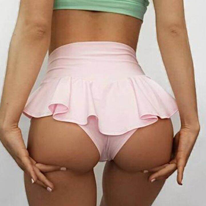 yoga-shorts-women-skirts-pants-high-waist-pole-dance-ruffled-hot-short-pant-sports-mini-tight-pleated-fitness-yoga-shorts-summer