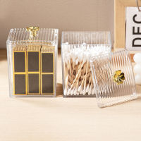 [Oliver Timmy] Makeup Storage Organizer ห้องน้ำ Jar ผ้าฝ้าย Swab กล่องเก็บของภาชนะสี่เหลี่ยม