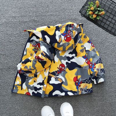 Camouflage Spirderman Kids Jackets for Boys Spring and Autumn Clothes Fashion Outerwear 2-12Y Windbreaker Jackets Baby Hooded