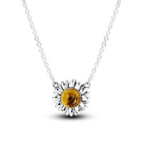 Hot Sale 100% 925 Sterling Silver Sun Flower Necklace Fit Original Beads Charms DIY Jewelry Gift For Women