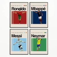 ✐∏ โปสเตอร์ ลาย Messi Ronaldo Mbappé Neymar World Cup สําหรับตกแต่งผนังห้องนอน สํานักงาน