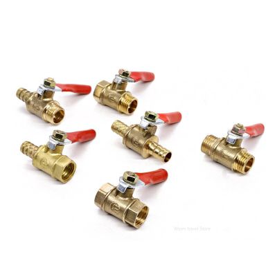 1/8" 1/4 3/8 1/2 Brass small ball valve Female/Male Thread Brass Valve Connector Joint Copper Pipe Fitting Coupler Adapter Watering Systems Gard