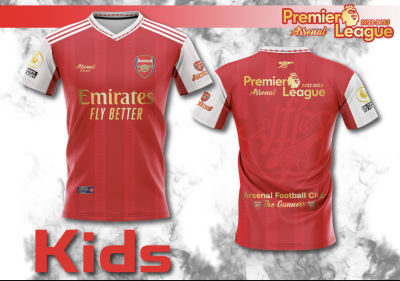 (ไซส์เด็ก)เสื้อพิมพ์ลาย ยอดฮิต ลาย อาเซนอล แชมป์ สีแดง Arsenal