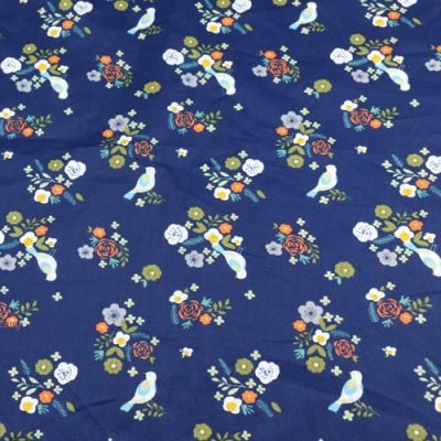 3pcslot Rural flower bird Twill Cotton Fabric blue white color Patchwork Cloth Bundles,DIY Sewing Quilting Fat Quarters kain 50*40cm