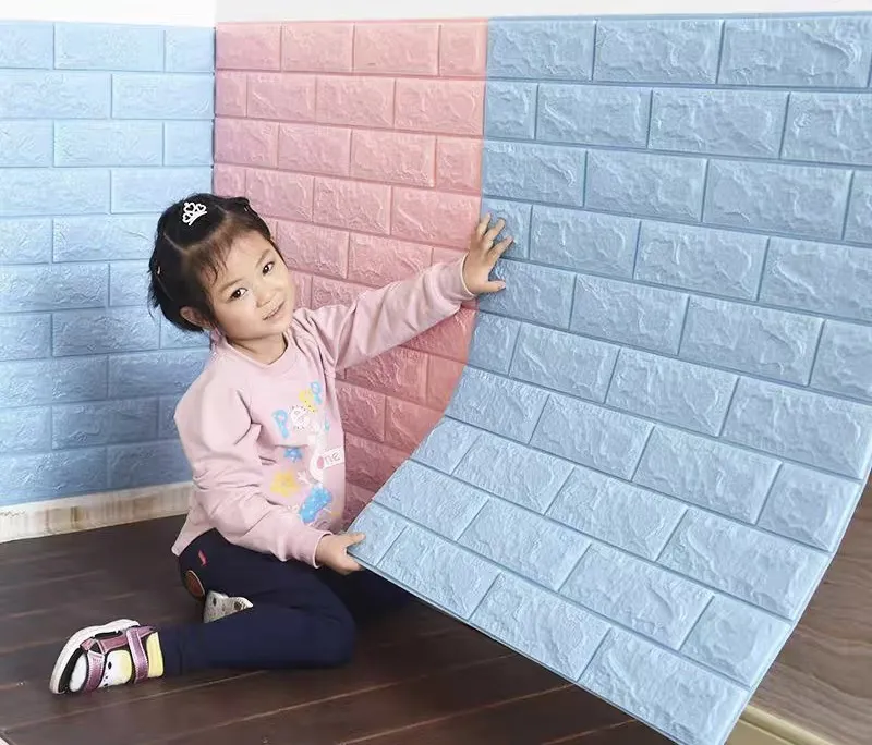 xốp dán tường màu xanh ngọc, xanh dương giả gạch 3D dán tường ...